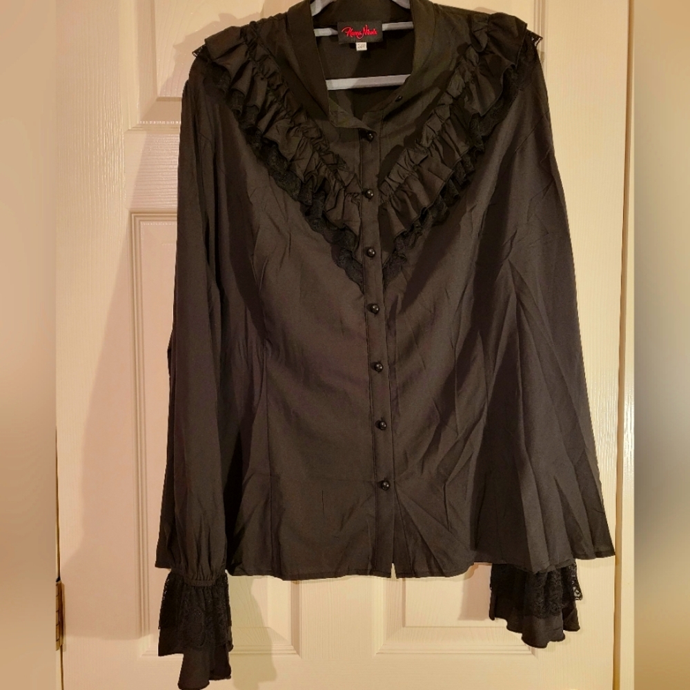 Hanna Nikole Victorian style Black Blouse 24W